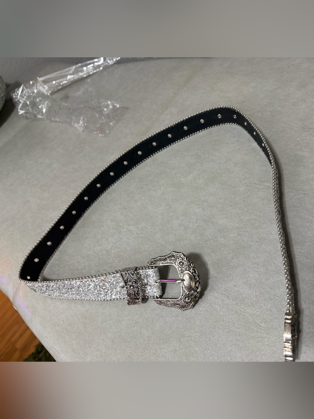 Women's Silver glitter Western-Style Belt
